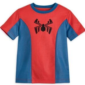 Spider-Man costume t-shirt red blue textured boys size 7-8 year short sleeve